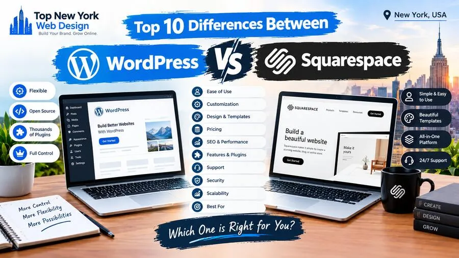 Image related to top 10 differences between wordpress vs squarespace